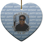 Photo Birthday Heart Ceramic Ornament