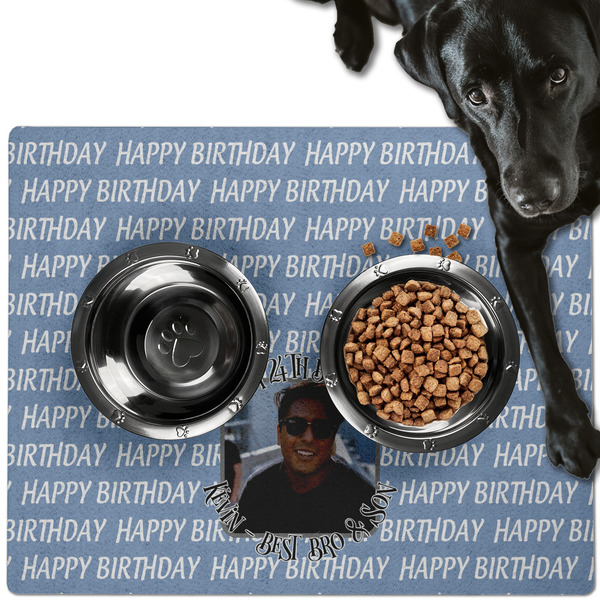 Custom Photo Birthday Dog Food Mat - Large