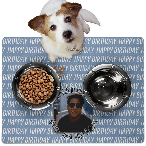 Custom Photo Birthday Dog Food Mat - Medium