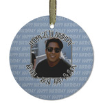 Photo Birthday Flat Glass Ornament - Round