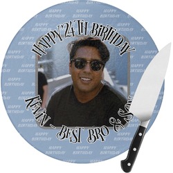 Photo Birthday Round Glass Cutting Board (Personalized)
