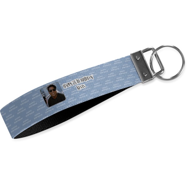 Custom Photo Birthday Wristlet Webbing Keychain Fob (Personalized)