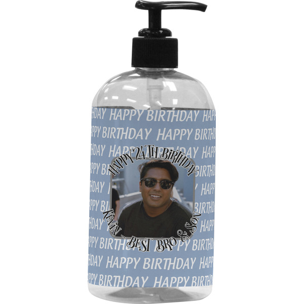 Custom Photo Birthday Plastic Soap / Lotion Dispenser (16 oz - Large - Black)