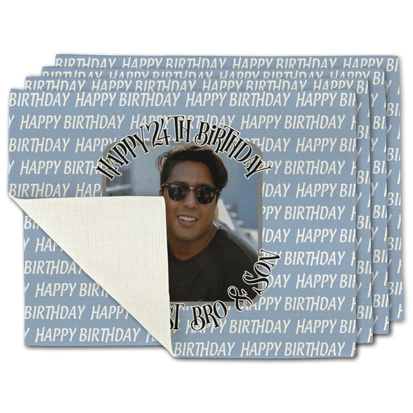 Custom Photo Birthday Single-Sided Linen Placemat - Set of 4