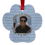 Photo Birthday Metal Paw Ornament - Double Sided