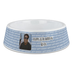 Photo Birthday Plastic Dog Bowl - Large