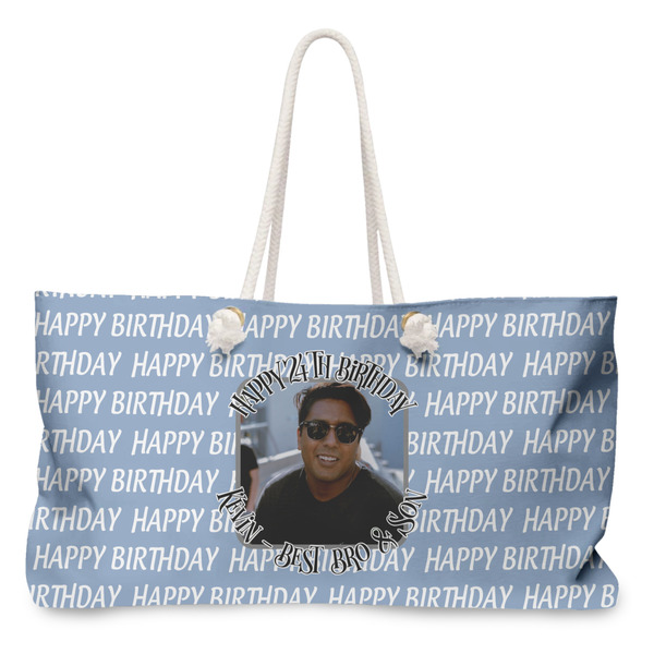 Custom Photo Birthday Large Tote Bag with Rope Handles