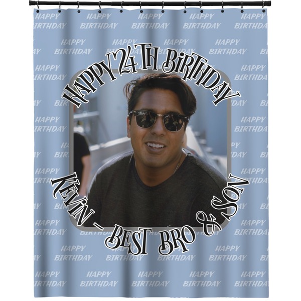 Custom Photo Birthday Extra Long Shower Curtain - 70"x84" (Personalized)