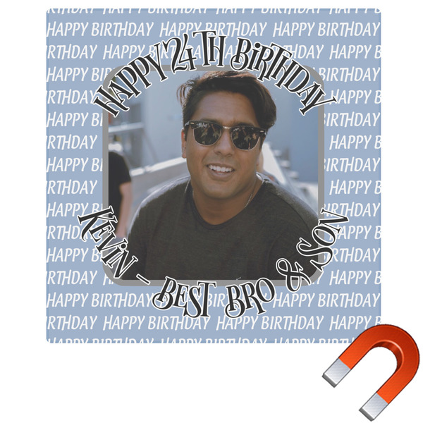 Custom Photo Birthday Square Car Magnet - 10" (Personalized)