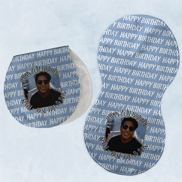 Custom Photo Birthday Burp Pads - Velour - Set of 2