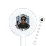 Photo Birthday 5.5" Round Plastic Stir Sticks - White - Single Sided