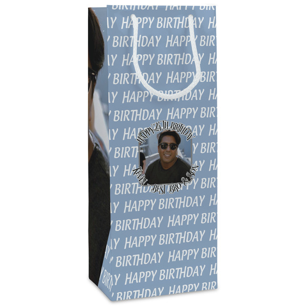 Custom Photo Birthday Wine Gift Bags - Matte