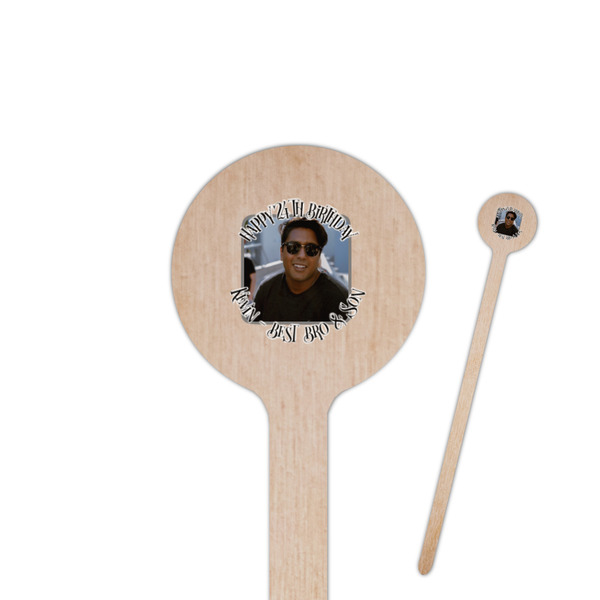 Custom Photo Birthday 7.5" Round Wooden Stir Sticks - Double Sided