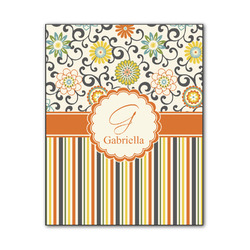 Swirls, Floral & Stripes Wood Print - 11x14 (Personalized)