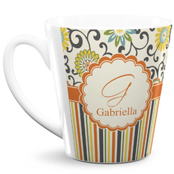 Swirls, Floral & Stripes 12 Oz Latte Mug (Personalized)