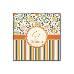 Swirls, Floral & Stripes Wood Print - 12x12 (Personalized)