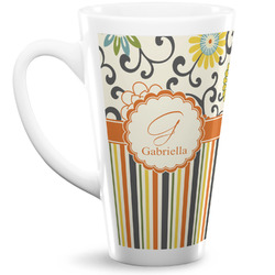 Swirls, Floral & Stripes 16 Oz Latte Mug (Personalized)
