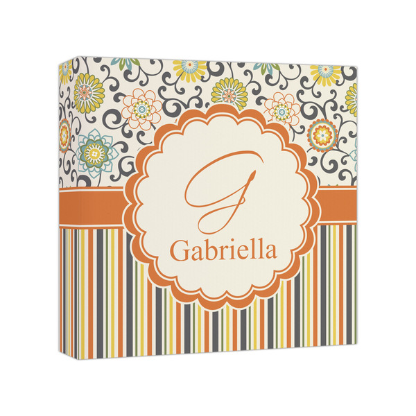 Custom Swirls, Floral & Stripes Canvas Print - 8x8 (Personalized)