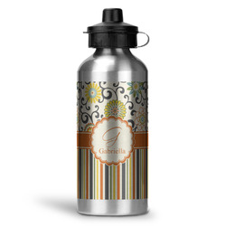 Swirls, Floral & Stripes Water Bottle - Aluminum - 20 oz (Personalized)