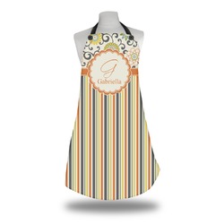 Swirls, Floral & Stripes Apron w/ Name and Initial