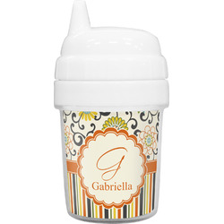 Swirls, Floral & Stripes Baby Sippy Cup (Personalized)