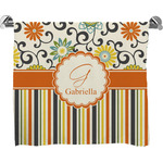 Swirls, Floral & Stripes Bath Towel (Personalized)