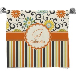 Swirls, Floral & Stripes Bath Towel (Personalized)