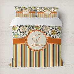 Swirls, Floral & Stripes Duvet Cover (Personalized)