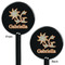 Swirls, Floral & Stripes Black Plastic 5.5" Stir Stick - Double Sided - Round - Front & Back