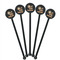 Swirls, Floral & Stripes Black Plastic 5.5" Stir Stick - Round - Fan View