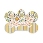 Swirls, Floral & Stripes Bone Shaped Dog ID Tag - Small (Personalized)