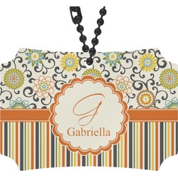 Swirls, Floral & Stripes Rear View Mirror Ornament (Personalized)