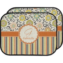Swirls, Floral & Stripes Car Floor Mats (Back Seat) (Personalized)
