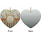 Swirls, Floral & Stripes Ceramic Flat Ornament - Heart Front & Back (APPROVAL)