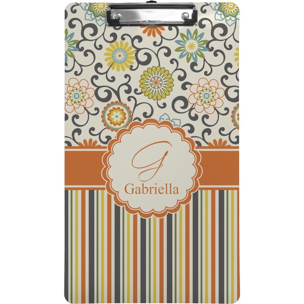 Custom Swirls, Floral & Stripes Clipboard (Legal Size) (Personalized)