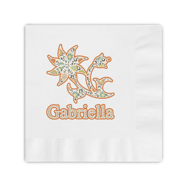 Custom Swirls, Floral & Stripes Coined Cocktail Napkins (Personalized)