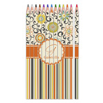 Swirls, Floral & Stripes Colored Pencils (Personalized)