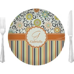 Swirls, Floral & Stripes 10" Glass Lunch / Dinner Plates - Single or Set (Personalized)