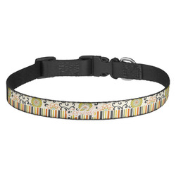 Swirls, Floral & Stripes Dog Collar - Medium (Personalized)