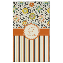 Swirls, Floral & Stripes Golf Towel - Poly-Cotton Blend w/ Name and Initial
