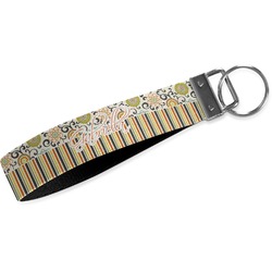 Swirls, Floral & Stripes Webbing Keychain Fob - Small (Personalized)