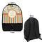 Swirls, Floral & Stripes Large Backpack - Black - Front & Back View