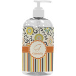 Swirls, Floral & Stripes Plastic Soap / Lotion Dispenser (16 oz - Large - White) (Personalized)