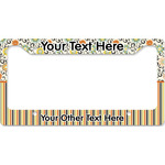 Swirls, Floral & Stripes License Plate Frame - Style B (Personalized)