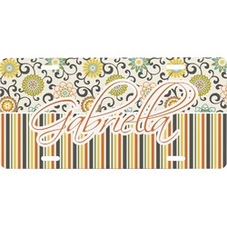 Swirls, Floral & Stripes Front License Plate (Personalized)