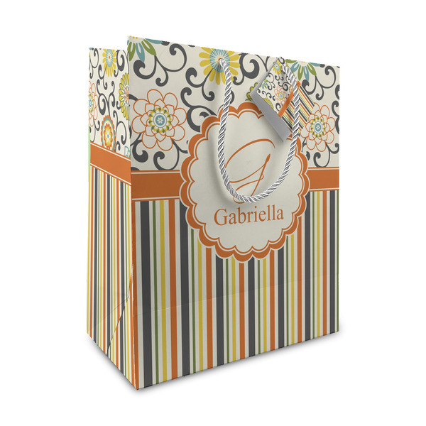 Custom Swirls, Floral & Stripes Medium Gift Bag (Personalized)