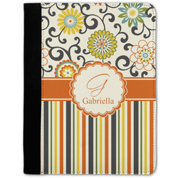 Swirls, Floral & Stripes Notebook Padfolio - Medium w/ Name and Initial
