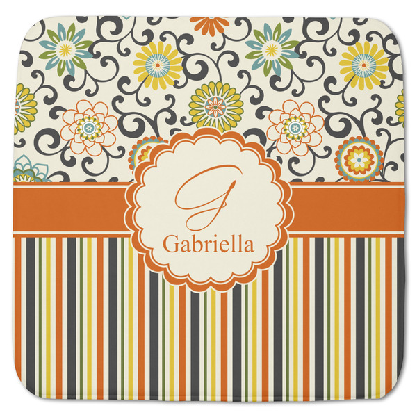 Custom Swirls, Floral & Stripes Memory Foam Bath Mat - 48"x48" (Personalized)