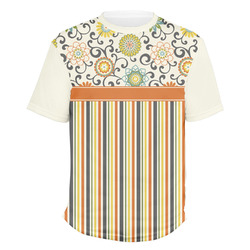 Swirls, Floral & Stripes Men's Crew T-Shirt - Small