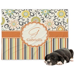 Swirls, Floral & Stripes Dog Blanket - Large (Personalized)